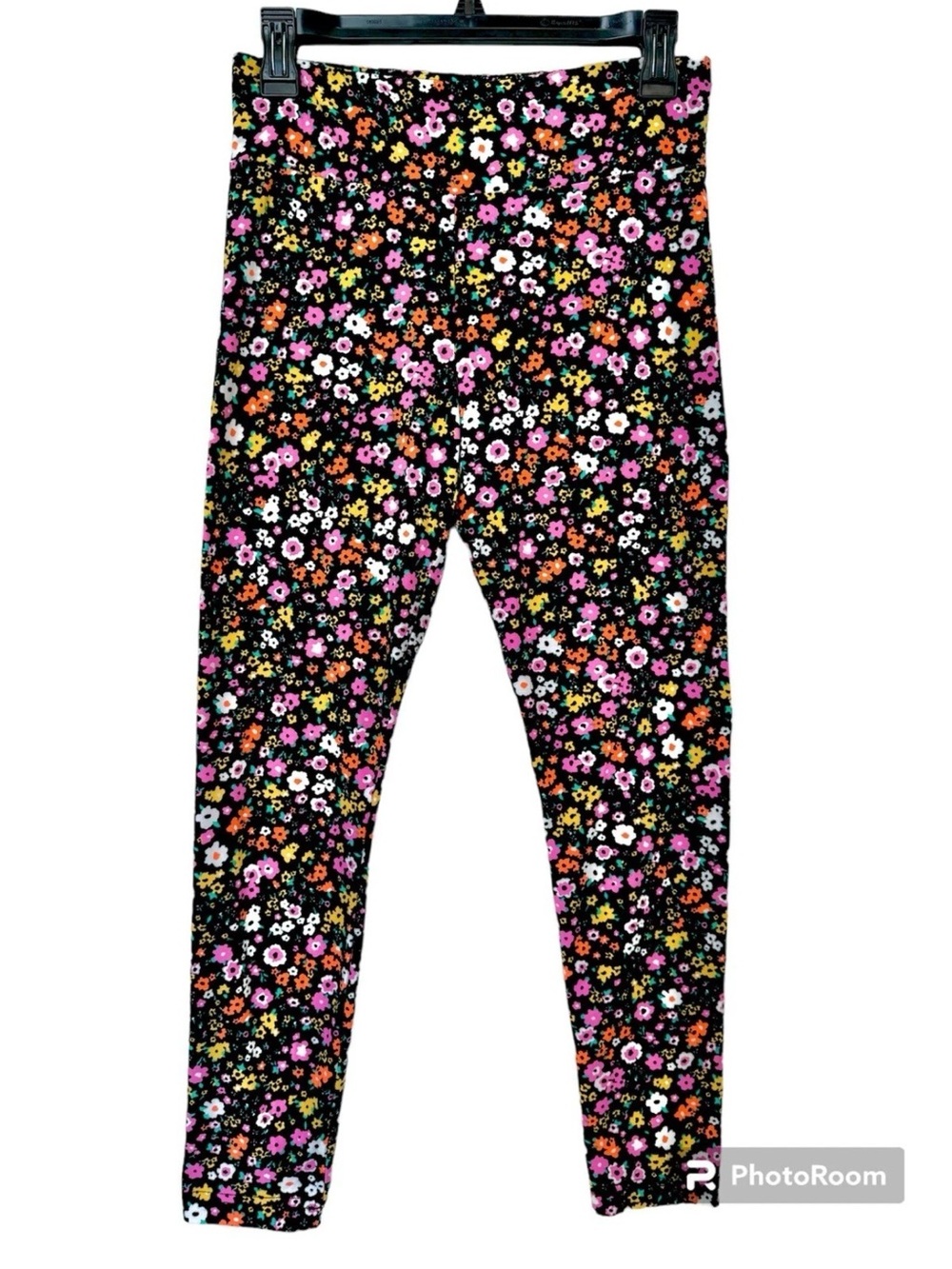 No Boundaries Womens Jr. M 7-9 Black Ditzy Floral Activewear Super Soft Leggings
